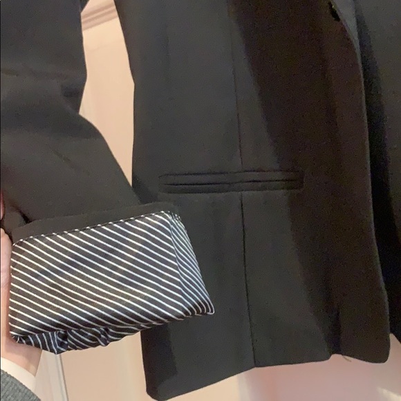 Mandee Black Blazer with Striped Cuffs, NWOT - Picture 2 of 5